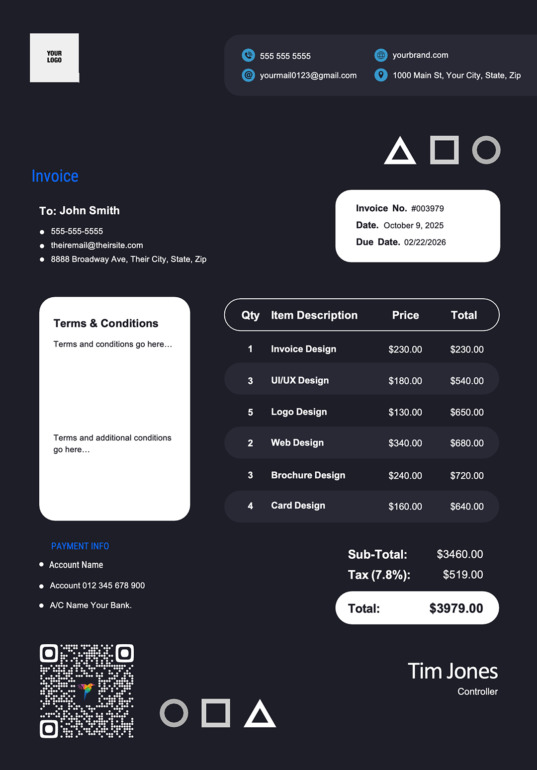 Invoice - Dark Rounded Preview