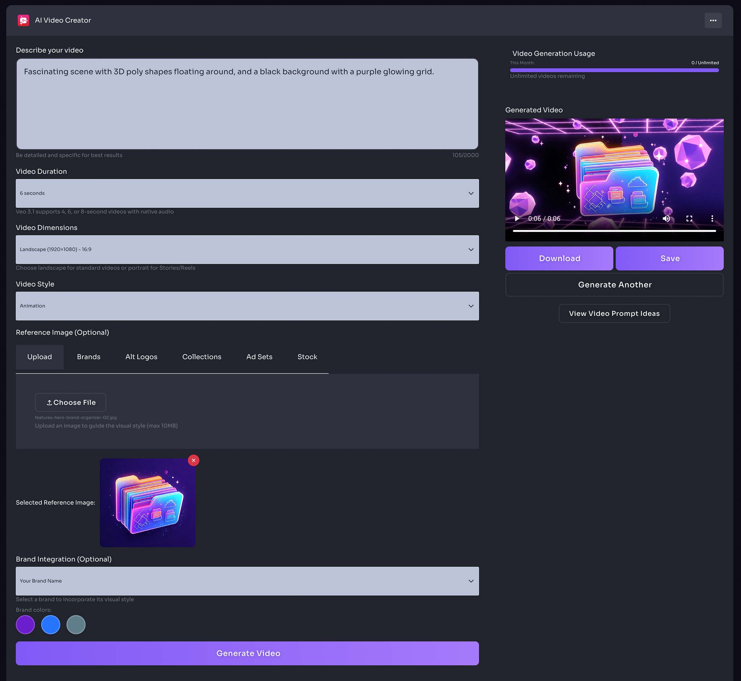 Video Creator Options