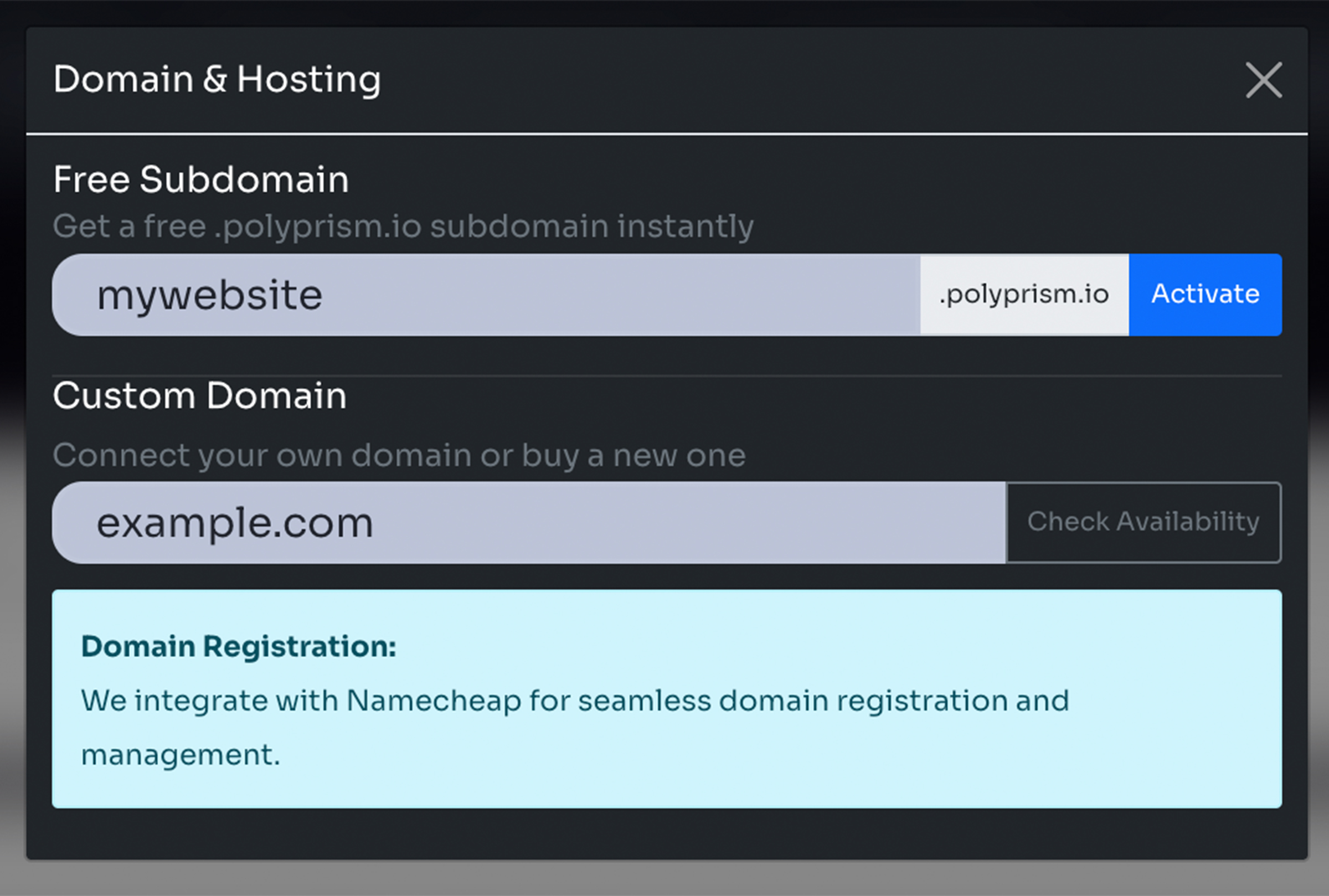 Website Builder Domains